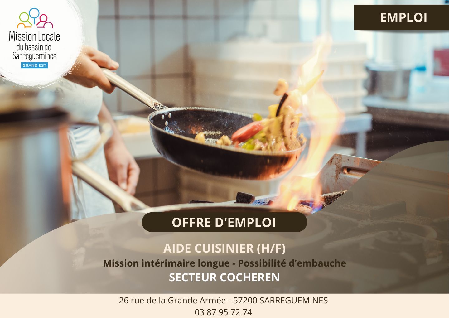 AIDE CUISINIER COCHEREN - CLOTURE LE 26.05