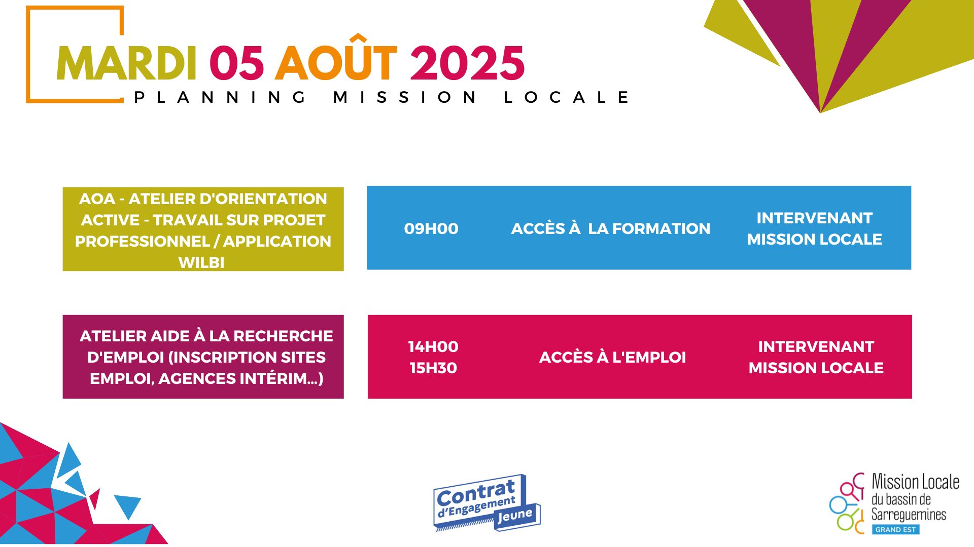 MARDI 5 AOUT - SGMS