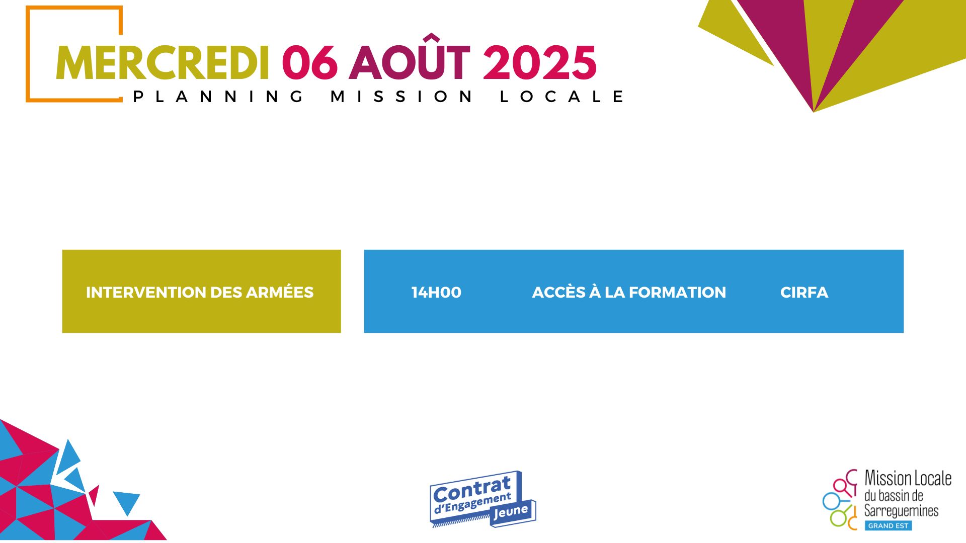 MERCREDI 6 AOUT - SGMS