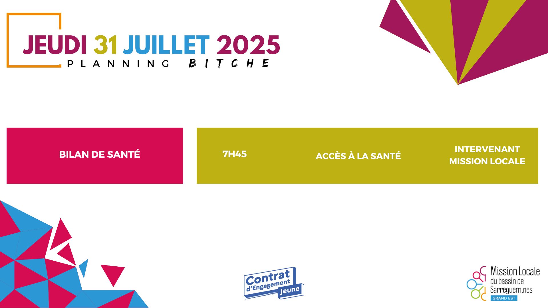 PLANNING BITCHE DU 31.07