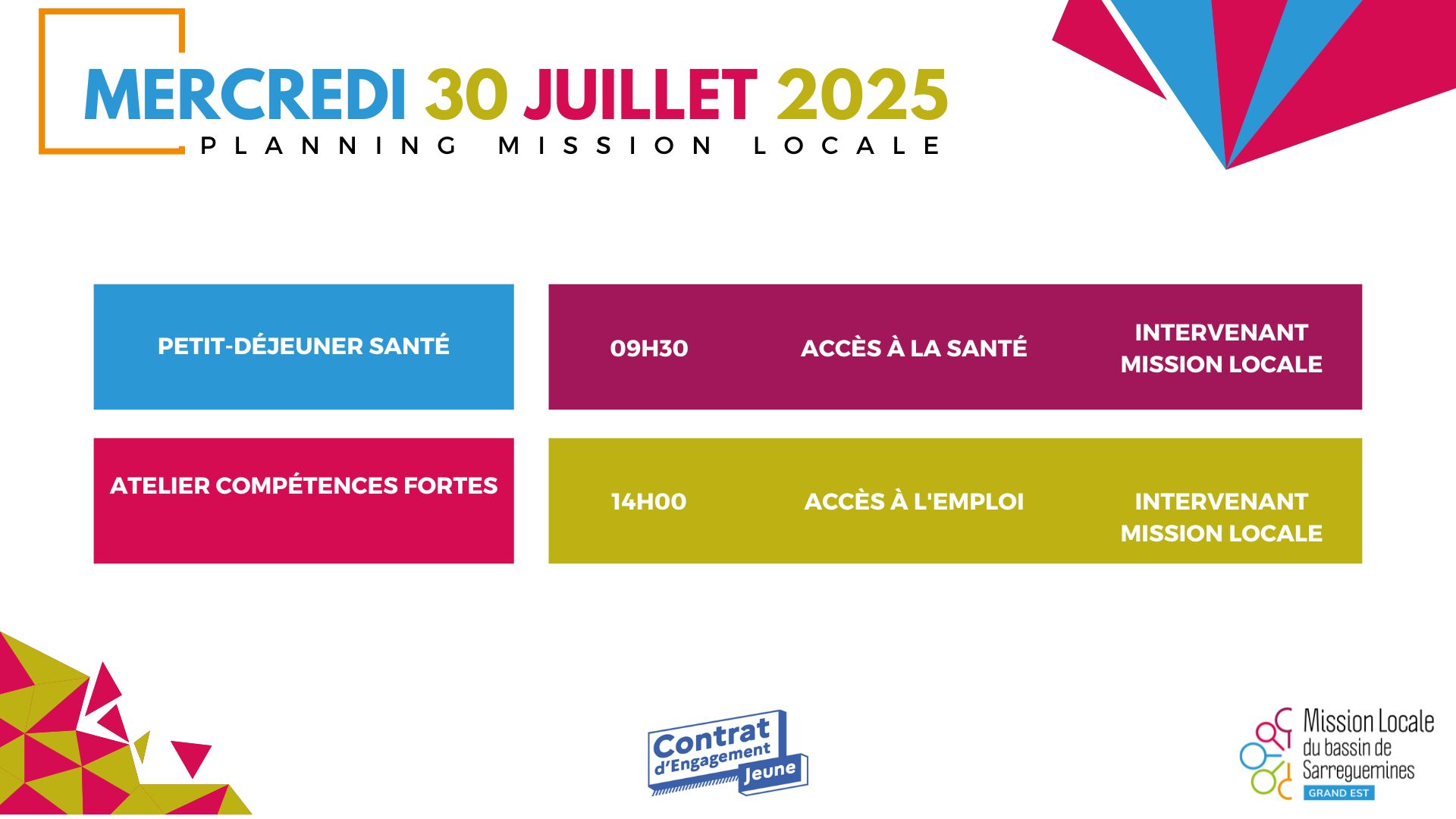 PLANNING SGMS DU 30.07.25