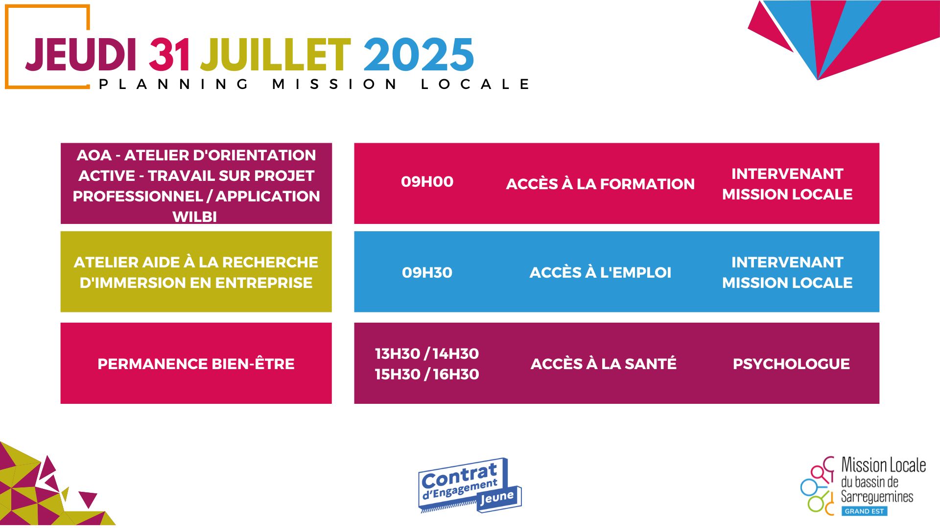 PLANNING SGMS DU 31.07.25