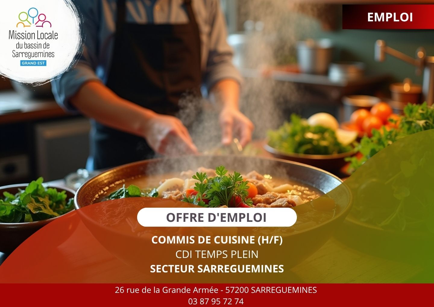 OE COMMIS DE CUISINE SARREGUEMINES CLOTURE FIN NOVEMBRE